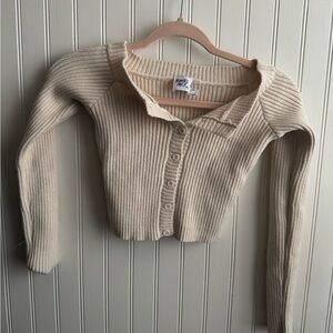 Princess Polly Cream Cropped Cardigan Sweater
